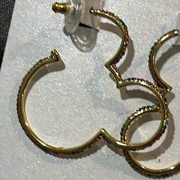 Disney x BaubleBar Outline Mickey Multicolor Gemstone Gold Tone Earrings NWT - Picture 7 of 7